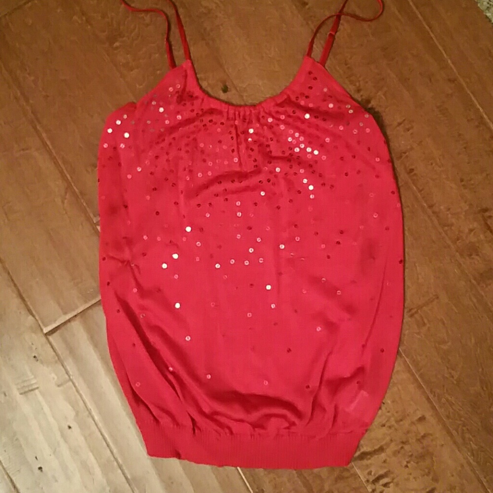 Bebe red sequin tank top